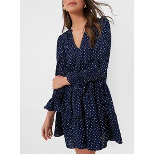 New Tuckernuck Kenzo Tiered Polka Dot Mini Dress Navy Small $128